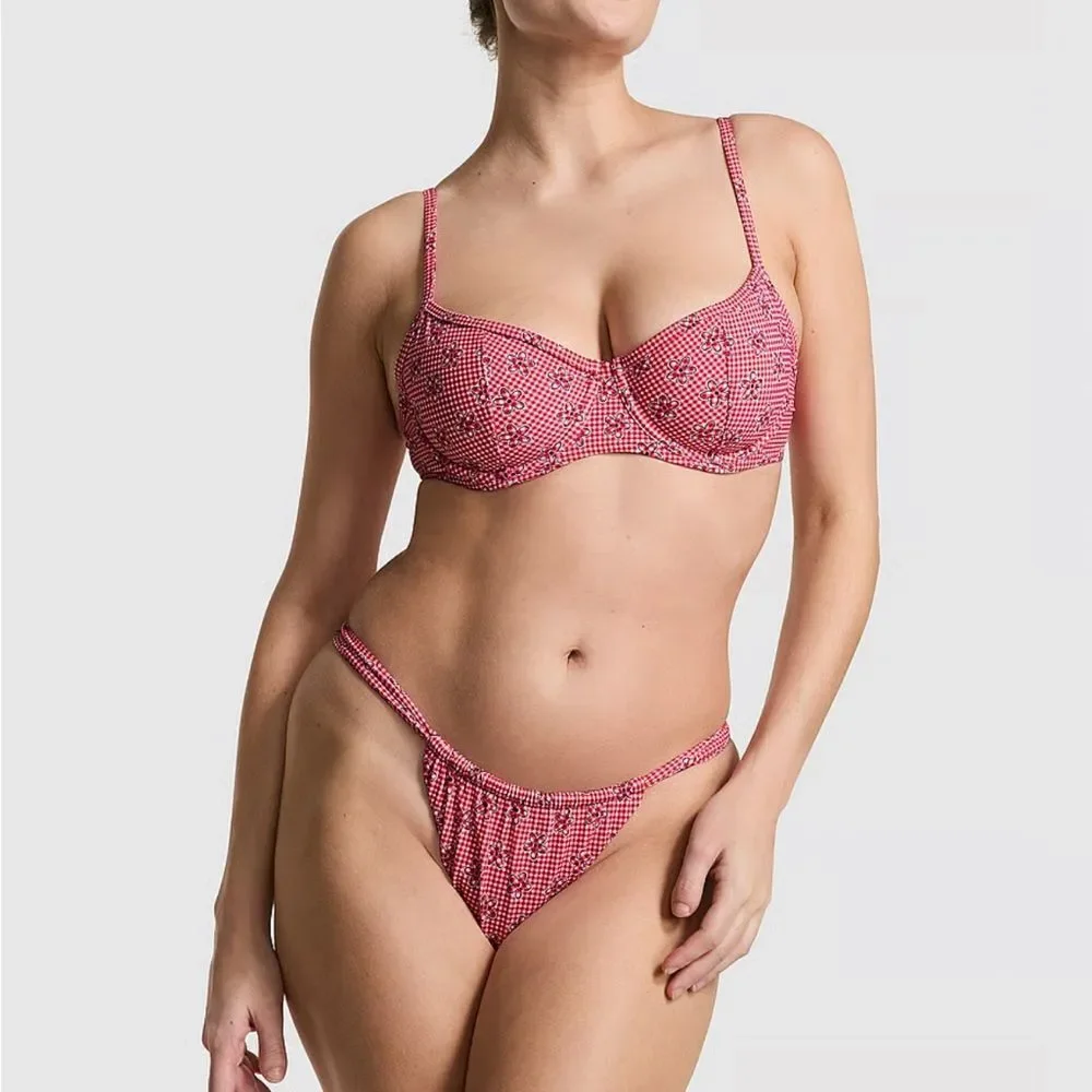 NWT Frankie’s Bikinis VS Pink Reilly Bikini Bottom Ladybug Lane- Size Small